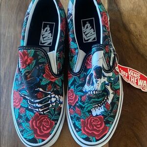 Vans Skull, Rose, and Raven Slip-Ons. NWT. Size 10.
